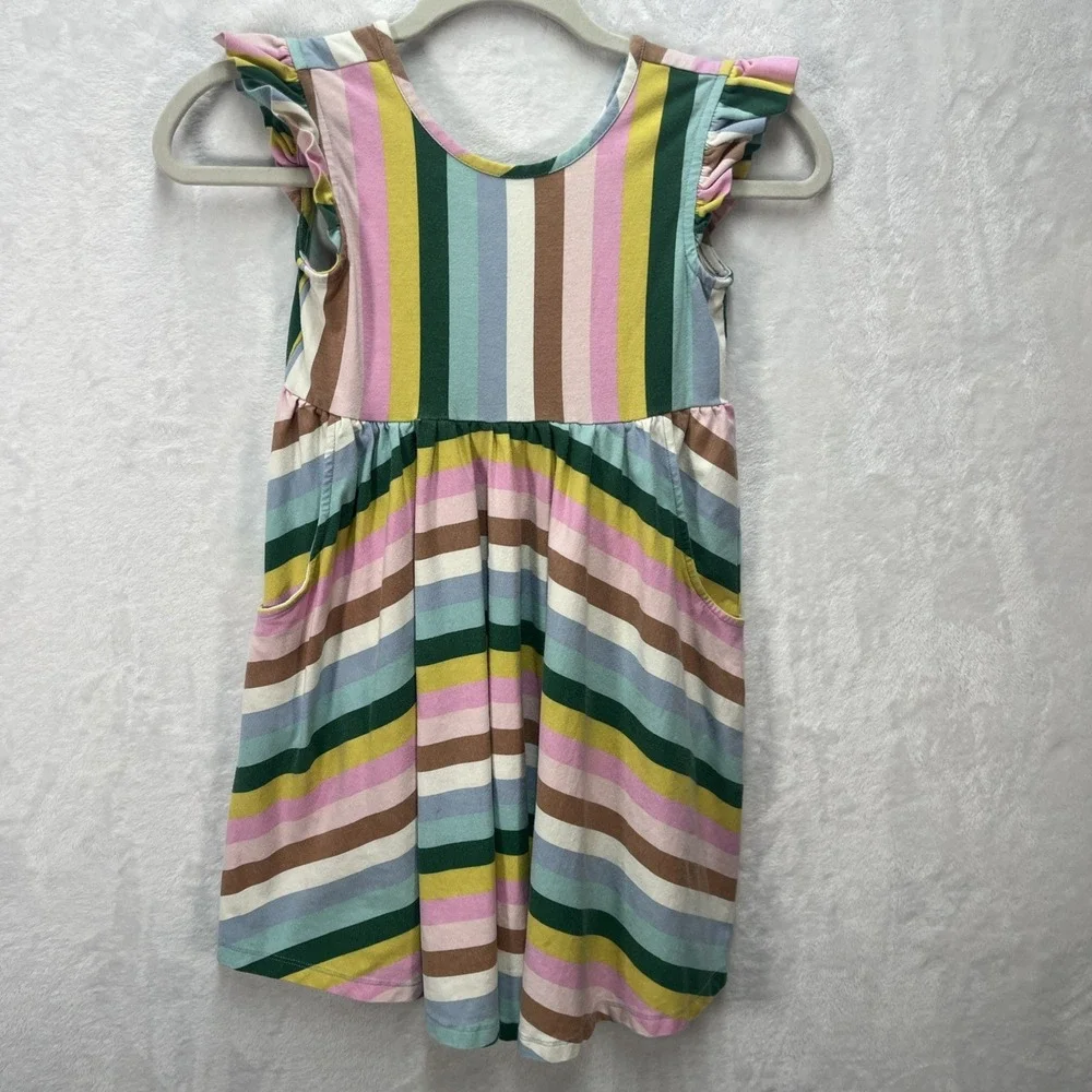 Hanna Andersson Skater Dress Girls 6-7 Striped Pockets Spring Summer Casual